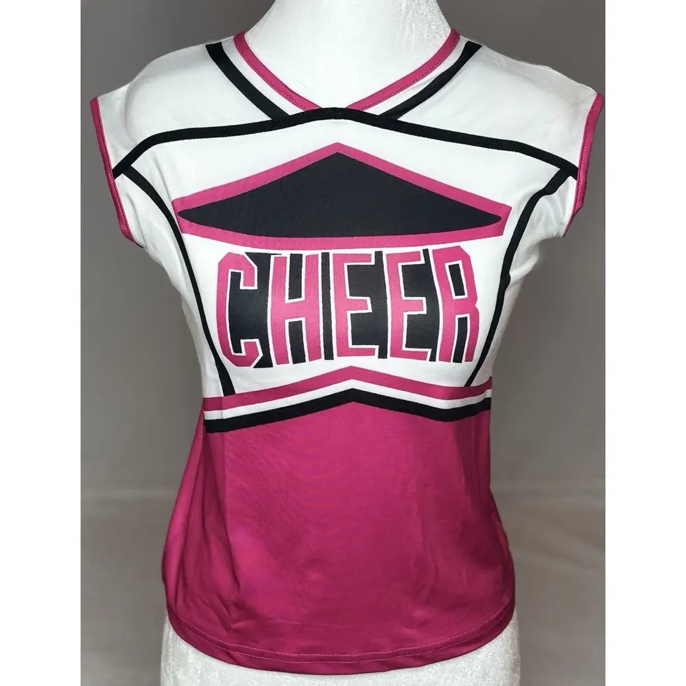 Yolsun Girls 10-11yrs Pink, Black, & White Cheerleader Halloween Costume New